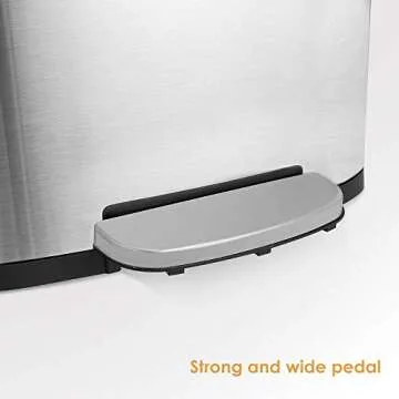 HEMBOR 13.2 Gallon(50L) Trash Can, Stainless Steel Rectangular Garbage Bin with Lid and Inner Bucket, Silent Open and Close Dustbin with Durable Pedal, Suit for Home Office Indoor Outdoor, Silver