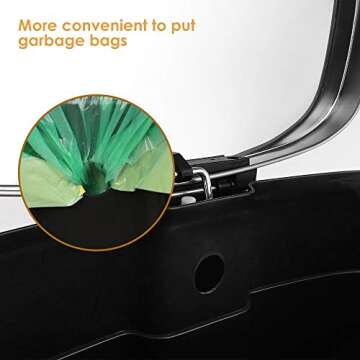 HEMBOR 13.2 Gallon(50L) Trash Can, Stainless Steel Rectangular Garbage Bin with Lid and Inner Bucket, Silent Open and Close Dustbin with Durable Pedal, Suit for Home Office Indoor Outdoor, Silver