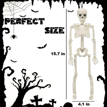 WODMAZ Halloween Skeletons 5 Pack, 16" Posable Decor