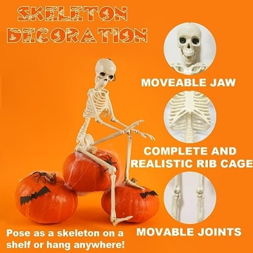 WODMAZ Halloween Skeletons 5 Pack, 16" Posable Decor