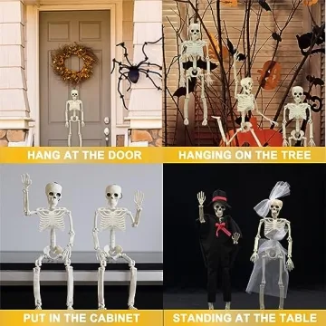 WODMAZ Halloween Skeletons 5 Pack, 16" Posable Decor