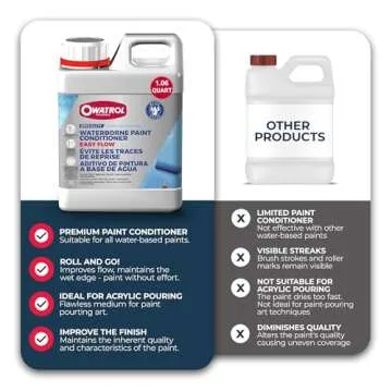 OWATROL Easy Flow Paint Additive Premium, Medium for Acrylic Paint Pouring Art, Water-Based Acrylic Paint Conditioner to Eliminate Brush and Roller Marks 1.06 US Quart (1 Liter)