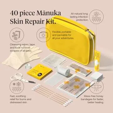 First Honey Natural First Aid Kit 40 Piece Set - Manuka Honey Bandages, Ointment, Burn Gel and More | Home Medical Kits, Emergency Wound Care, Travel Essentials