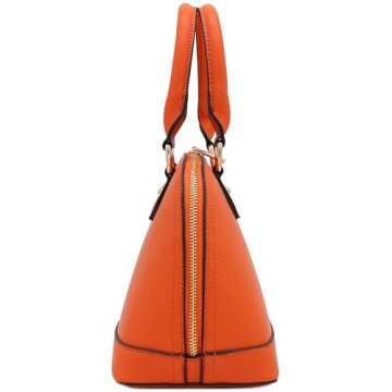 Stylish Zip-Around Classic Dome Satchel in Orange