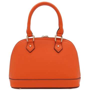Stylish Zip-Around Classic Dome Satchel in Orange