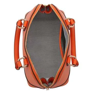 Stylish Zip-Around Classic Dome Satchel in Orange