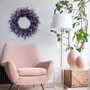 Egolot 24 Inch Purple Lavender Wreath for Front Door