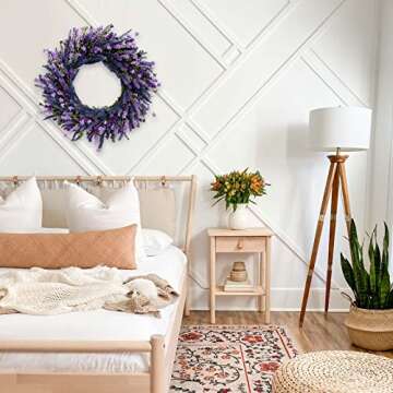 Egolot 24 Inch Purple Lavender Wreath for Front Door