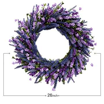 Egolot 24 Inch Purple Lavender Wreath for Front Door
