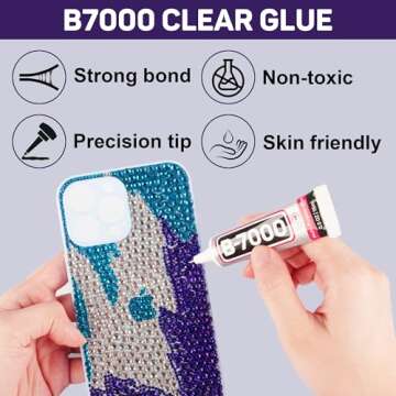 b7000 Glue and 20100Pcs Dark Purple Rhinestones Flatback for Crafts Clothes Clothing,Violet Bulk Rhinestones Deep Purple Flat Back Diamonds Crystal Gems Kit for Shoes Shirts Sneakers,Multi Sizes 2-6mm