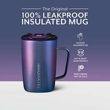 BrüMate Toddy - 16oz 100% Leak Proof Insulated Coffee Mug with Handle & Lid - Stainless Steel Coffee Travel Mug - Double Walled Coffee Cup (Dark Aura)
