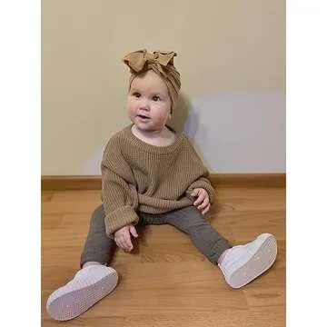 3 Pack Girls Toddler Baby Basic Ribbed Sweater and Leggings Footless Tights Kids Little Girls Dress Bottom Top Pants (Yellow Pink Gray, 0-12 Months)