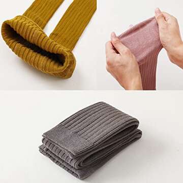 3 Pack Girls Toddler Baby Basic Ribbed Sweater and Leggings Footless Tights Kids Little Girls Dress Bottom Top Pants (Yellow Pink Gray, 0-12 Months)