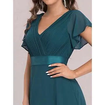 Women's V-Neck Bridesmaid Dresses Wedding Party Gown Evening Party Maxi Dress Teal US16