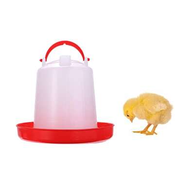 KUANMIN Chick Feeder & Water Kit, 3.3lb Chick Feeder & 1L Chick Waterer, Plastic Poultry Feeder (Red and White)