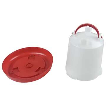 KUANMIN Chick Feeder & Water Kit, 3.3lb Chick Feeder & 1L Chick Waterer, Plastic Poultry Feeder (Red and White)