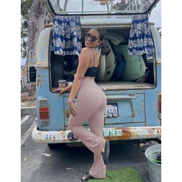 PINSPARK Bootcut Yoga Pants with Pockets in Champagne