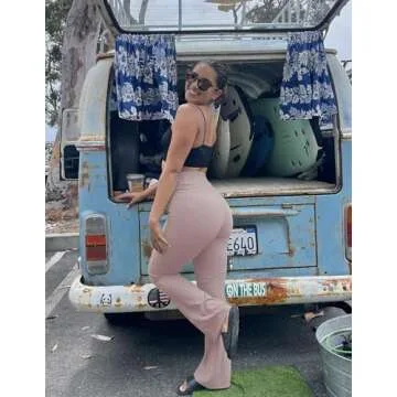 PINSPARK Bootcut Yoga Pants with Pockets in Champagne