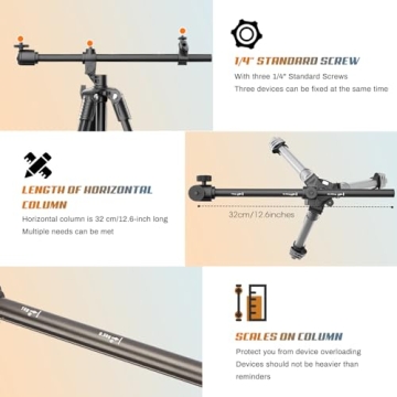 Lusweimi 67-inch Tripod with Adjustable Ball Head and Remote
