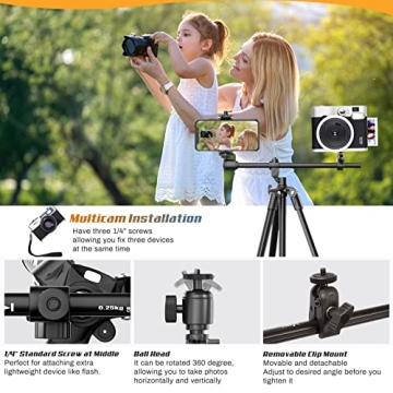 Lusweimi 67-inch Tripod with Adjustable Ball Head and Remote