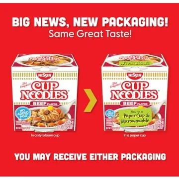 Nissin Cup Noodles Soup Beef Flavor Microwaveable 12-Pack