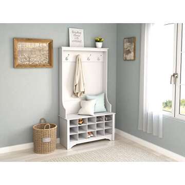 Stylish Prepac Entryway Organizer with Coat Hooks