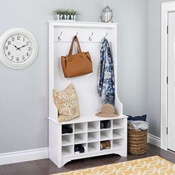 Stylish Prepac Entryway Organizer with Coat Hooks