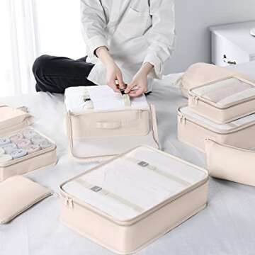 DIMJ Packing Cubes for Travel, 9 Pcs Travel Cubes Set Foldable Suitcase Organizer Lightweight Luggag...