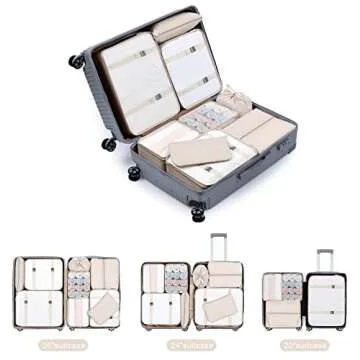 DIMJ Packing Cubes for Travel, 9 Pcs Travel Cubes Set Foldable Suitcase Organizer Lightweight Luggage Storage Bag