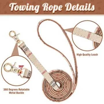 BINGPET Bow Tie Dog Collar with Leash Set - Cute Adjustable Classic Plaid Dog Bandana Collar with Bell, Fit for Medium Dogs, Puppies and Cats Outdoor Walking