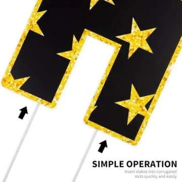 HOBBY HORSE 18 Pieces Black Gold Happy Birthday Yard Sign with Stakes, 18 Balloons Giant 16 Inch Birthday Outdoor Lawn Decorations Waterproof Birthday Letter Lawn Sign for Garden Party Supplies