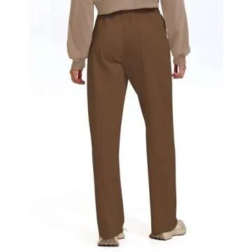 PINSPARK Sweat Pants for Women Soft Lounge Sweatpants with Pockets Open Bottom Athletic Track Pants Seal Brown XS