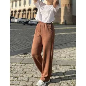 PINSPARK Sweat Pants for Women Soft Lounge Sweatpants with Pockets Open Bottom Athletic Track Pants Seal Brown XS