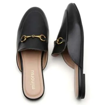 Minorsu Buckle Mules Women Trendy Comfort Slip-ons