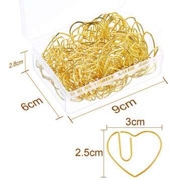 100 Pieces 3 cm Love Heart Shaped Small Paper Clips Bookmark Clips for Wedding Marriage Office Schoo...