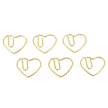 100 Pieces 3 cm Love Heart Shaped Small Paper Clips Bookmark Clips for Wedding Marriage Office School Home(Gold)