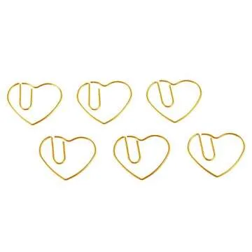 100 Pieces 3 cm Love Heart Shaped Small Paper Clips Bookmark Clips for Wedding Marriage Office School Home(Gold)