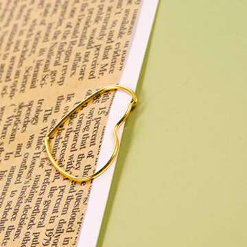 100 Pieces 3 cm Love Heart Shaped Small Paper Clips Bookmark Clips for Wedding Marriage Office School Home(Gold)