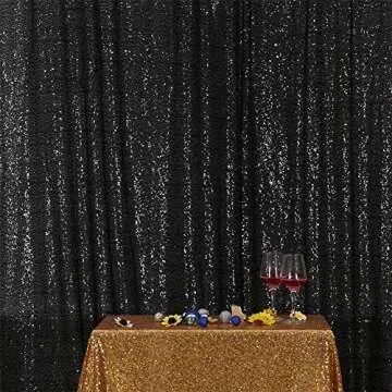 Eternal Beauty Black Sequin Backdrop, 8x8 Ft Glitter Background Curtains for Shimmer Photography Party Wedding Birthday Back Drop Decor