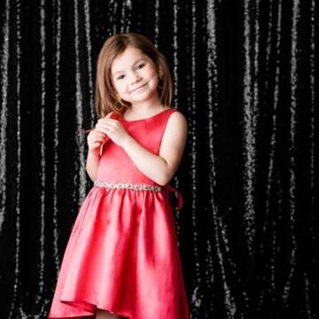 Eternal Beauty Black Sequin Backdrop, 8x8 Ft Glitter Background Curtains for Shimmer Photography Party Wedding Birthday Back Drop Decor