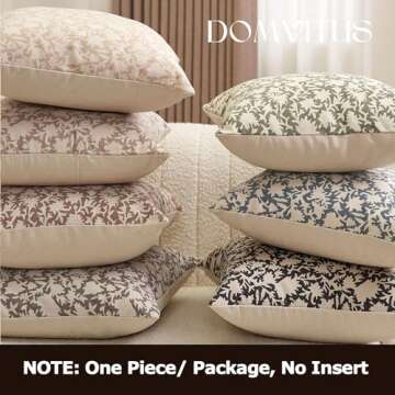 DOMVITUS Eco-Friendly Floral Pillow Covers 20x20 Inches