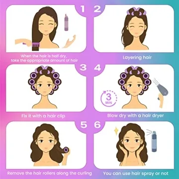 Hair Rollers Set with Free Cosmetic Bag - Sooninno Self Grip Heatless Curlers for Medium to Long Hair, Volumizing - Set of 38 Pieces with Clips and Comb