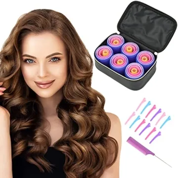 Hair Rollers Set with Free Cosmetic Bag - Sooninno Self Grip Heatless Curlers for Medium to Long Hair, Volumizing - Set of 38 Pieces with Clips and Comb