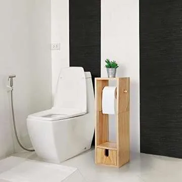 Toilet Paper Holder Toilet Paper Stand Roll Holder Stand and Dispenser with Storage for Bathroom