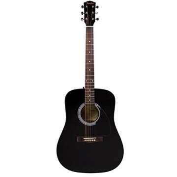 Fender Dreadnought Acoustic Guitar - Black Bundle with Gig Bag, Tuner, Strings, Strap, Picks, and Fe...