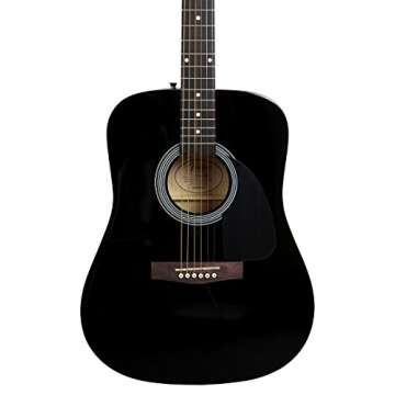 Fender Dreadnought Acoustic Guitar - Black Bundle with Gig Bag, Tuner, Strings, Strap, Picks, and Fender Play Online Lessons