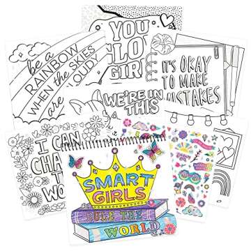 Fashion Angels We Can Change the World! Kindness Portfolio Set - 20-Page Poster Coloring Book, Inspirational Messages Printed on Cardstock, Holographic Accents, 100+ Stickers, Great for Kids 6 and Up