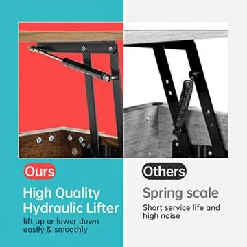 FDW Lift Top Coffee Table with Hidden Compartment and Storage Shelf Wooden Lift Tabletop for Home Living Room Reception Room Office,Brown