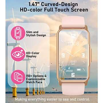 Smart Watch Fitness Tracker with Heart Rate, Blood Oxygen, Blood Pressure, Sleep Monitor, 100 Sports Modes, Step Counter - IP68 Waterproof for Android and iPhone