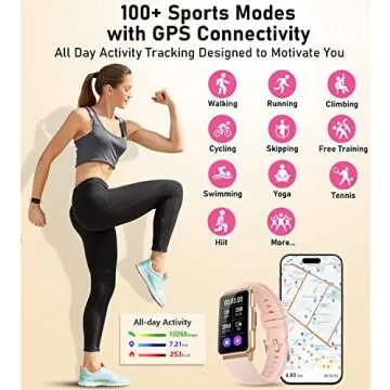 Smart Watch Fitness Tracker with Heart Rate, Blood Oxygen, Blood Pressure, Sleep Monitor, 100 Sports Modes, Step Counter - IP68 Waterproof for Android and iPhone